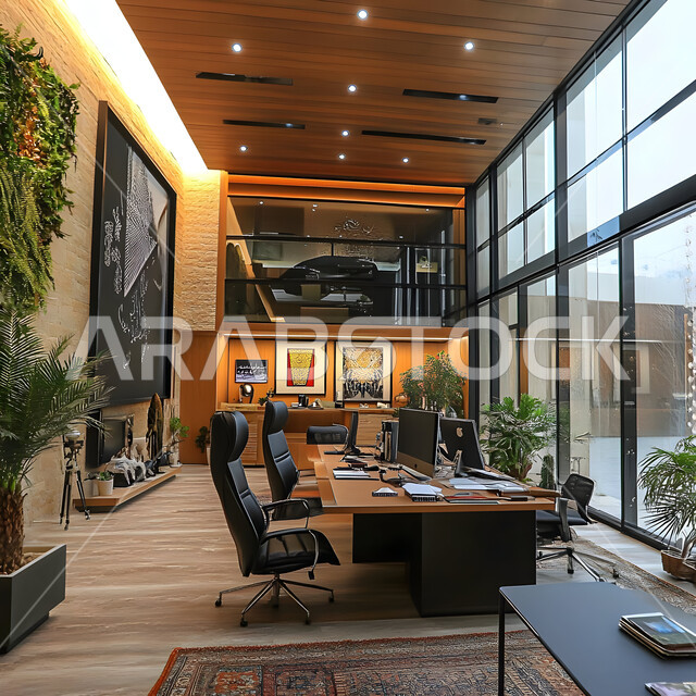 الديكورات العصرية الفاخرة, مكتب بديكو راقي على الطراز الحديث, تصاميم حديثة لمكاتب الشركات في المملكة العربية السعودية, التصميم الداخلي الأنيق, تجهيزات مكتبية مع أثاث مكتبي مريح, النوافذ والواجهات الزجاجية