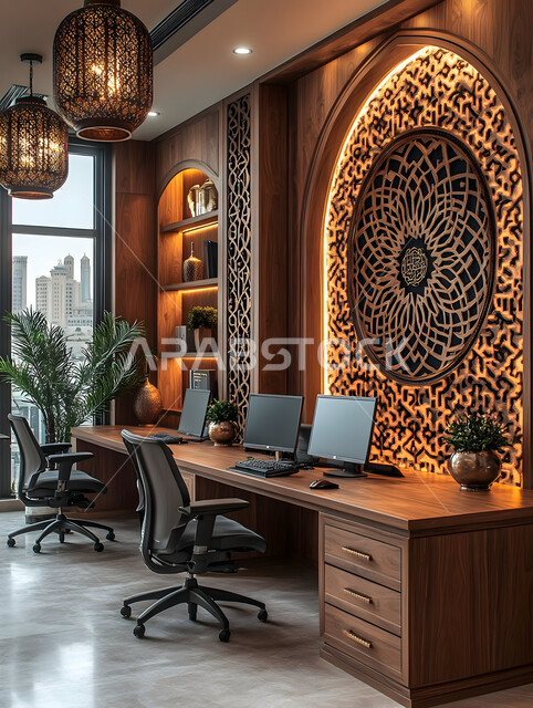 غرفة مكتبية بتصاميم عصرية حديثة, ديكور المكاتب في شركات المملكة العربية السعودية, ديكورات داخلية على الطراز الحديث, أثاث مكتبي راقي و فاخر