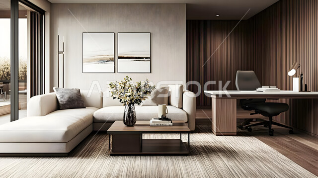 غرف مكتبية بتصاميم وديكورات داخلية فخمة، غرفة اجتماعات واسعة مع طاولة محاطة بكراسي, التصميم العصري الحديث للمكاتب في الشركات والمراكز التجارية السعودية, قاعة الأعمال وعقد الاتفاقات مع فريق العمل