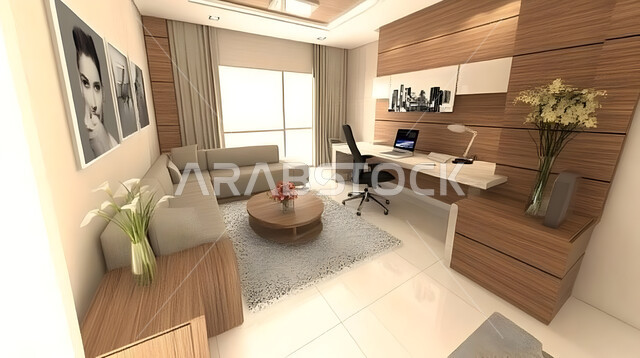 الديكورات العصرية الفاخرة, مكتب بديكور راقي على الطراز الحديث, التصميم الداخلي الأنيق, تصاميم حديثة لمكاتب الشركات في المملكة العربية السعودية, تجهيزات مكتبية مع أثاث مكتبي مريح