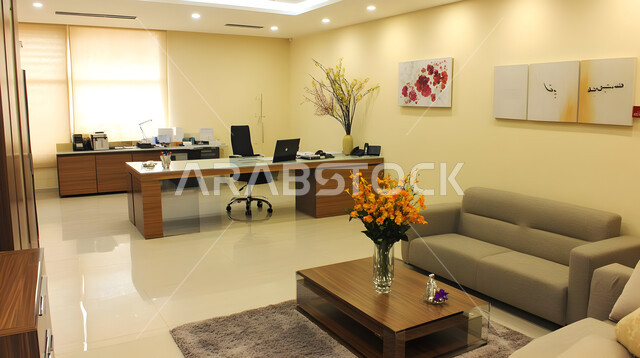الديكورات العصرية الفاخرة, مكتب بديكور راقي على الطراز الحديث, التصميم الداخلي الأنيق, تصاميم حديثة لمكاتب الشركات في المملكة العربية السعودية, تجهيزات مكتبية مع أثاث مكتبي مريح