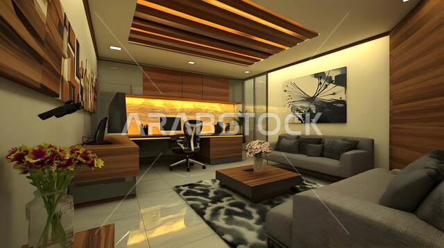 الديكورات العصرية الفاخرة, مكتب بديكور راقي على الطراز الحديث, التصميم الداخلي الأنيق, تصاميم حديثة لمكاتب الشركات في المملكة العربية السعودية, تجهيزات مكتبية مع أثاث مكتبي مريح