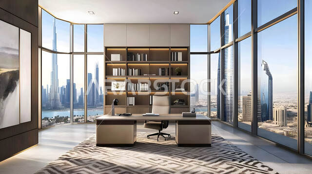 تصاميم حديثة لمكاتب الشركات في المملكة العربية السعودية, مكتب بديكور راقي على الطراز الحديث, تجهيزات مكتبية مع أثاث مكتبي مريح, الديكورات العصرية الفاخرة, التصميم الداخلي الأنيق, النوافذ والواجهات الزجاجية