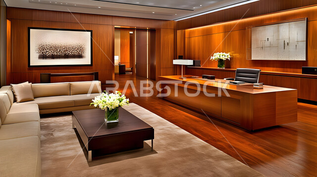 التصميم الداخلي الأنيق, تصاميم حديثة لمكاتب الشركات في المملكة العربية السعودية, مكتب بديكور راقي على الطراز الحديث, الديكورات العصرية الفاخرة, تجهيزات مكتبية مع أثاث مكتبي مريح