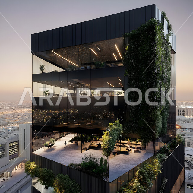 الفن الهندسي المعماري المتطور للمباني في المملكة العربية السعودية، النمو والتقدم العمراني في العاصمة، ديكورات وتصاميم خارجية عصرية متميزة على الطراز الحديث، استقطاب المستثمرين والزوار من انحاء العالم، الواجهات الزجاجية الضخمة