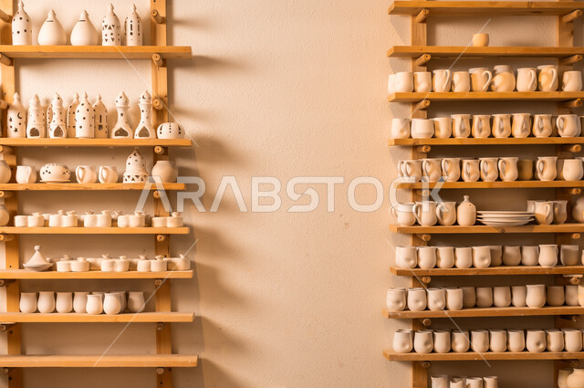 حرف ومهن شعبية تراثية, تأسيس الدولة السعودية 1727 م, الاستعداد للاحتفال باليوم الوطني السعودي 23 سبتمبر, عرض المواهب والاعمال الفنية اليدوية في إحدى المتاجر, محل بيع الهدايا التذكاريه التقليديه