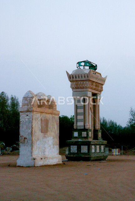 صورة لمعالم اثرية عند حدود الحرم المكي ، طريق مكة - جدة القديم ، منطقة صلح الحديبية في المملكة العربية السعودية ، التاريخ الاسلامي القديم