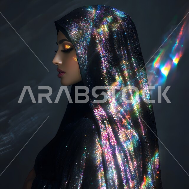 مفهوم الأناقة والأنوثة والنعومة, الاهتمام بالمظهر الخارجي, أزياء محجبات وملابس نسائية اسلامية بالوان عصريه حديثة، إبراز الجمال السعودي, صورة مقربة لإمرأة عربية خليجية سعودية ترتدي الحجاب   