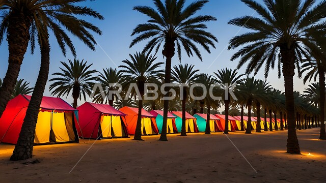 التخييم وسط مجموعة من أشجار النخيل في الحدائق والمنتزهات، المحميات الطبيعية في المملكة العربية السعودية, محاصيل ومنتجات زراعية محلية, مخيمات سياحية في المناطق البرية، كشتة و جلسة بر شبابية