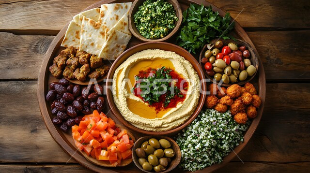 A healthy and useful breakfast, vegetables and foods rich in vitamins and nutrients, delicious cold vegetable appetizers, various traditional popular foods and dishes, oriental food recipes, decorating food with artistic methods