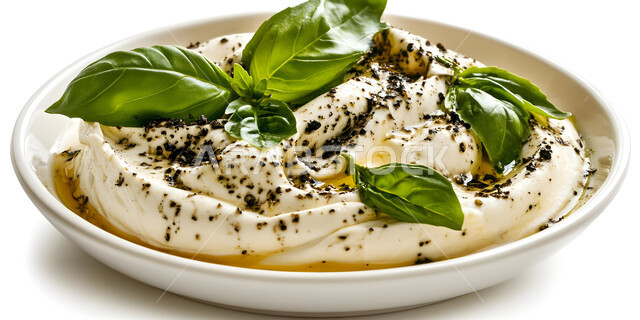 سناكات خفيفة ولذيذة، وجبة الفطور المغذية والمشبعة، طبق من لبن الزبادي المزين بالنعناع والأعشاب وزيت الزيتون، منتجات محلية وطنية في المملكة العربية السعودية، الأكلات التقليدية الشعبية، وجبات اتباع الحميات الغذائية