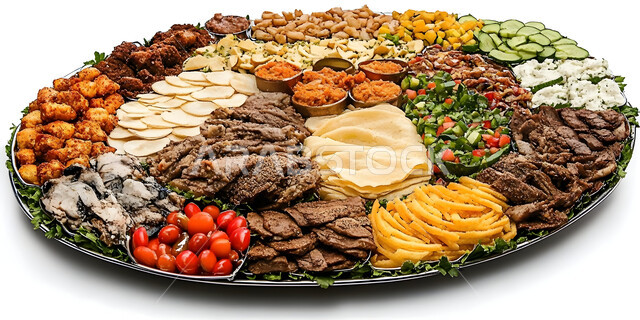 المأكولات العربية الشرقية، وصفات للأكلات المشوية بنكهات سعودية متنوعة، الأطعمة والأغذية الصحية اللذيذة, وجبات الحميات الغذائية المفيدة، مجموعة من اللحوم والخضراوات الطازجة المشوية