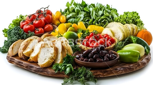 Interest in local agriculture and self-sufficiency, Saudi national agricultural products and crops, healthy and useful foods, close-up of a group of fresh vegetables on a wooden plate