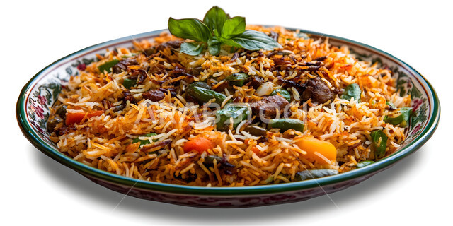 طبق من أرز الكبسة مع قطع اللحم المزين بالبقدونس، ولائم وأطباق عربية تقليدية شعبية، وصفات الطعام الشهية، المأكولات والوجبات الشرقية، مطابخ ومطاعم المملكة العربية السعودية