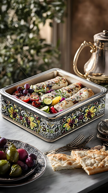A sandwich of cut tortilla bread stuffed with lentils and delicious vegetables on a serving table, fast food restaurants in the Kingdom of Saudi Arabia, a light Arabic breakfast, a healthy morning meal, a sandwich full of fresh vegetables