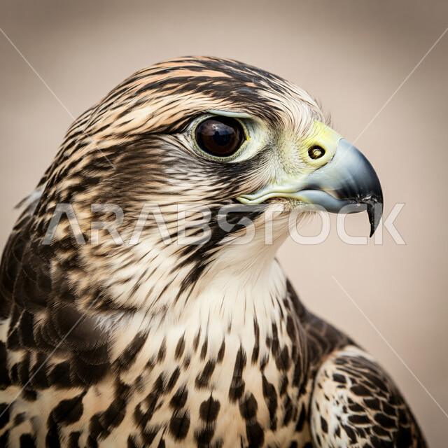 الفخر بالتراث السعودي العريق في تدريب وترويض الطيور الجارحة والمفترسة، رمز القوة والتحدي وحدة البصر، صورة مقربة لطائر الصقر، إقامة نادي الصقور في موسم الصيد السنوي في المملكة العربية السعودية