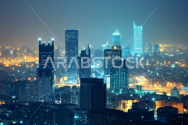 إضاءة الأبراج والمباني والمنشآت التجارية في الليل, النمو والتقدم العمراني, الفنون و التصاميم الهندسية المعمارية الحديثة لناطحات السحاب في المملكة، رؤية مستقبلية سعودية 2030، مفهوم تطوير وتحسين البنية التحتية