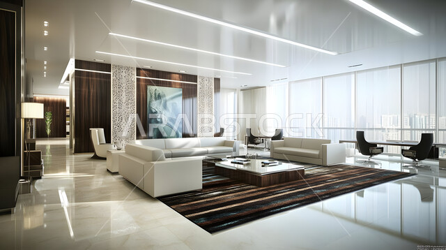 اكسسوارات و تحف عصرية, الديكورات الداخلية الراقية للفلل و الشقق السكنية في المملكة العربية السعودية, غرفة معيشة مع أثاث منزلي فاخر, التصاميم الأنيقة لغرف الجلوس المريحة على الطراز الحديث