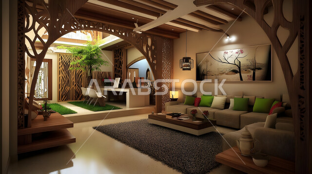 التصاميم الأنيقة لغرف الجلوس المريحة على الطراز الحديث، اكسسوارات و تحف عصرية, الديكورات الداخلية الراقية للفلل و الشقق السكنية في المملكة العربية السعودية، غرفة معيشة مع أثاث منزلي فاخر