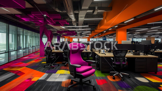 Elegant office equipment with comfortable office furniture, modern designs for corporate offices in Saudi Arabia, luxury modern interior design and decorations, office with high-end modern style decoration