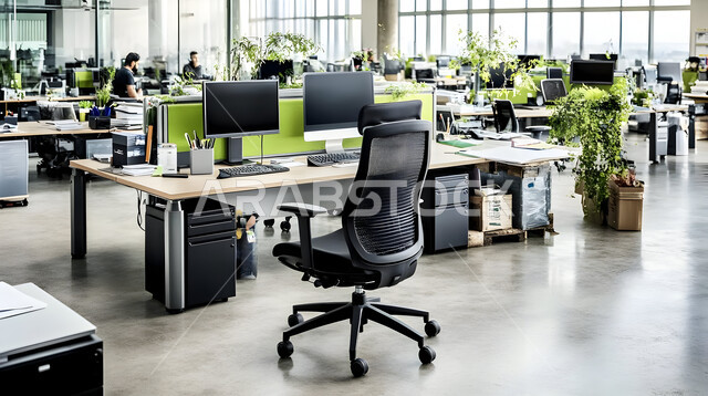 الواجهات الزجاجية الكبيرة، تجهيزات مكتبية أنيقة مع أثاث مكتبي مريح، تصاميم حديثة لمكاتب الشركات في المملكة العربية السعودية, التصميم الداخلي والديكورات العصرية الفاخرة، مكتب بديكور راقي على الطراز الحديث