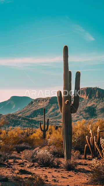 مجموعة من نبات الصبار الشوكي في المناطق الصحراوية, النباتات الشوكية البرية في المحميات الطبيعية، نمو الشوكيات والأعشاب في براري المملكة العربية السعودية, التشكيلات و التكوينات الصخرية