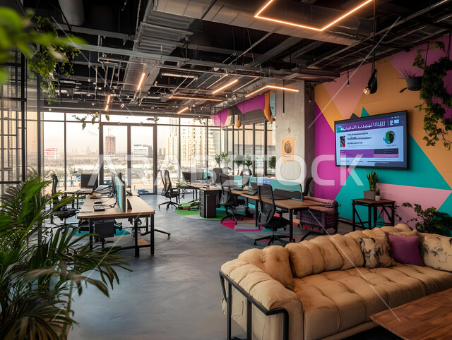 تصاميم حديثة لمكاتب الشركات في المملكة العربية السعودية, التصميم الداخلي والديكورات العصرية الفاخرة, مكتب بديكور راقي على الطراز الحديث, تجهيزات مكتبية أنيقة مع أثاث مكتبي مريح