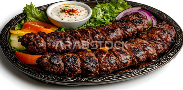  سفرة مليئة بأنواع اللحوم المشوية، مائدة مزينة بمجموعة من الكباب المشوي اللذيذ، المطاعم في المملكة العربية السعودية، مأكولات وأطباق عربية تقليدية, وجبات غذائية غنية بالبروتين, وصفات الطعام الصحية الشهية, فنون تقديم الأطعمة الشرقية اللذيذة