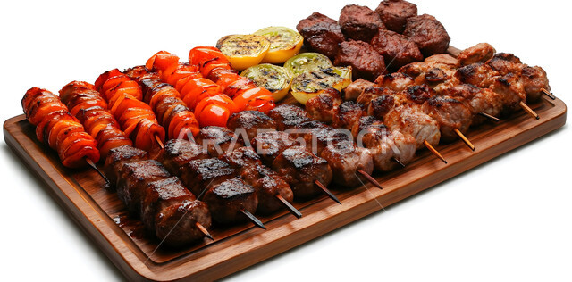  سفرة مليئة بأنواع اللحوم المشوية، مائدة مزينة بمجموعة من الكباب المشوي اللذيذ، المطاعم في المملكة العربية السعودية، مأكولات وأطباق عربية تقليدية, وجبات غذائية غنية بالبروتين, وصفات الطعام الصحية الشهية, فنون تقديم الأطعمة الشرقية اللذيذة