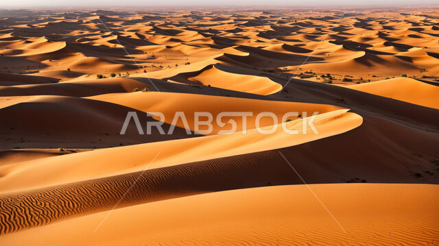 المناظر الطبيعية في المملكة العربية السعودية, التشكيلات والتلال الرملية في الصحراء, الكثبان والرمال الذهبية الناعمة في المناطق الصحراوية, معالم سياحية في وقت الغروب, رحلات السفاري الترفيهية, منظر السماء الصافية