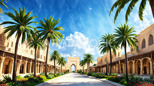 التصاميم الهندسية المعمارية المزخرفة القديمة، معالم تاريخية اثرية سياحية في السعودية، أماكن جذب واستقطاب السياح، سوق شعبي قديم في المملكة العربية السعودية، أسواق شعبية تقليدية, الاهتمام بزراعة اشجار النخيل والنباتات الخضراء