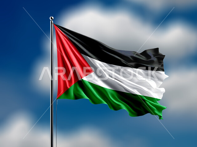 ذكرى احتفال اليوم الوطني الفلسطيني15نوفمبر، يوم بدينا1988 م، حب الوطن والانتماء إليه، علم الدولة الفلسطينية يرفرف في سماء الوطن، المشاركة بالاعياد والمناسبات الوطنية، الرموز والرايات العربية، خلفية السماء الزرقاء الممتلئة بالغيوم