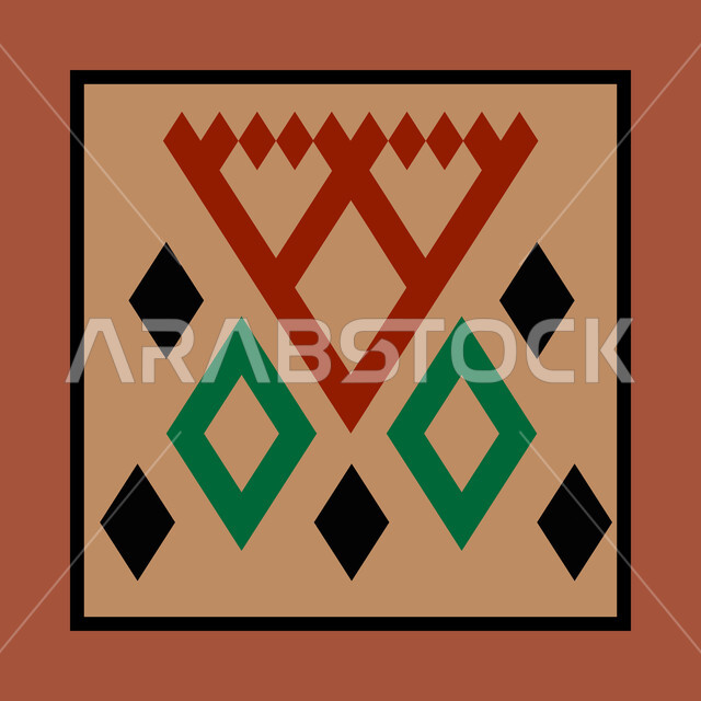 تصاميم شعبية للنقوش العربيه الاصيله الملونة في المملكة العربيه السعودية، التراث السعودي الشعبي لزخرفة السدو بأشكال هندسية، الفن التراثي الحرفي التقليدي