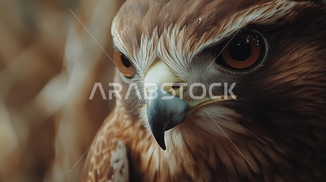 بومة قرناء كبيرة مفترسة حادة البصر, صورة مقربة لطائر البوم يحلق في الجو, صيد الطيور الجارحة في الصحاري العربية, ترويض الحيوانات البرية في المملكة السعودية, إنشاء المحميات الطبيعية والمزارع للحفاظ على الثروة الحيوانية