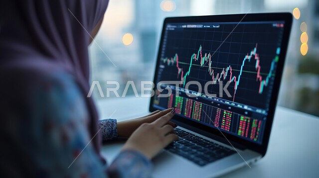 Working to achieve goals and strategies, office administrative professions and jobs, using modern and advanced technological devices, managing and organizing business affairs, a picture of a smiling Saudi Arabian Gulf woman working on the computer inside the office