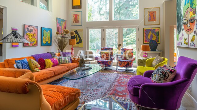 الديكورات الداخلية الراقية للفلل و الشقق السكنية في المملكة العربية السعودية, التصاميم الأنيقة لغرف الجلوس المريحة على الطراز الحديث, الواجهات و النوافذ الزجاجية الكبيرة, غرفة معيشة مع أثاث منزلي فاخر