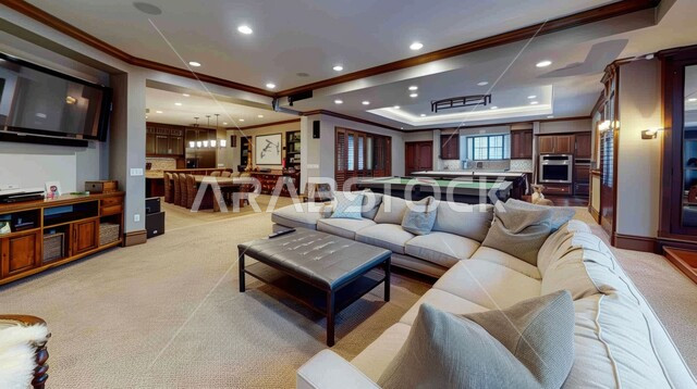 Luxury interior design for villas and apartments in Saudi Arabia, elegant designs for comfortable living rooms in modern style, large glass facades and windows, living room with luxury home furniture