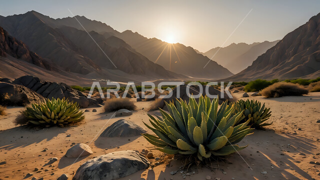 النباتات والمزروعات البرية في المحميات الطبيعية، الكثبان والمرتفعات الرملية في الصحراء، سلسلة الجبال والتكوينات والتشكلات الصخرية، الرمال الذهبية الناعمة في المناطق الصحراوية، نمو الشوكيات والأعشاب في براري المملكة العربية السعودية