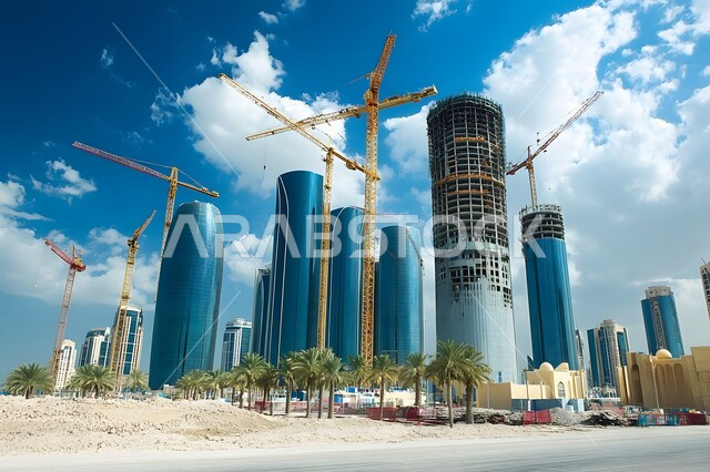 التطور المعماري والحضاري في المملكة العربية السعودية، رافعة لإنشاء الأساسات والهياكل الرئيسية للأبراج, أعمال البناء والمقاولات والتطوير العقاري، تشييد المباني والمشاريع الضخمة، المشروعات السكنية والمصانع والشركات المبنية على الطراز الهندسي الحديث