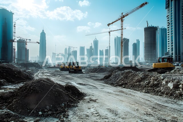 التطور المعماري والحضاري في المملكة العربية السعودية، رافعة لإنشاء الأساسات والهياكل الرئيسية للأبراج, أعمال البناء والمقاولات والتطوير العقاري، تشييد المباني والمشاريع الضخمة، المشروعات السكنية والمصانع والشركات المبنية على الطراز الهندسي الحديث