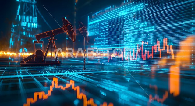  رؤية سعودية مستقبلية 2030, دمج التقنية والتكنولوجيا مع العمل، تنمية الاقتصاد السعودي, جودة أدوات و معدات استخراج البترول, بيع و تصدير الثروات الباطنية, آلات التنقيب عن النفط والغاز, شاشة الكترونية برموز و رسومات احصائية, ارتفاع أسهم البورصة في السوق المالية