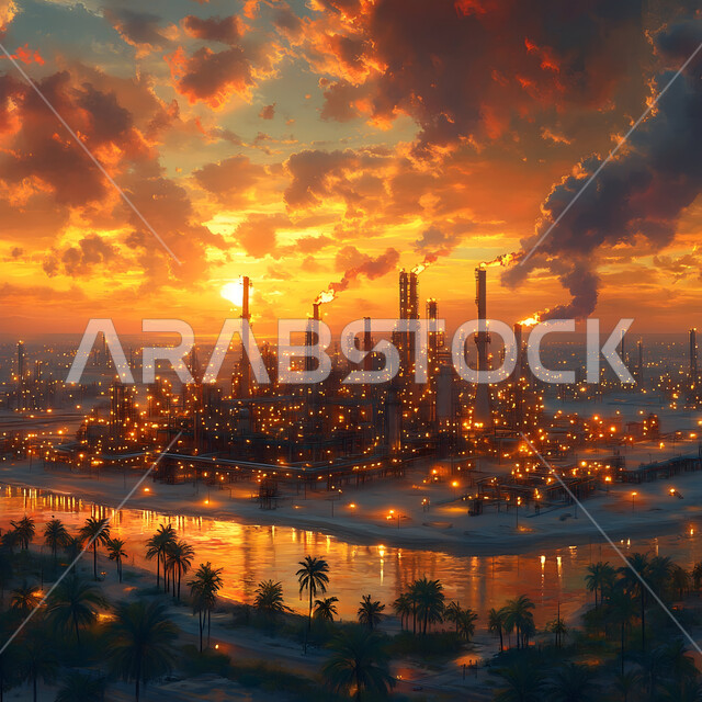 إضاءة الأبراج والهياكل المعدنية ليلاً, النهضة بالاقتصاد الوطني السعودي، مصانع ومعامل النفط في المملكة العربية السعودية، مصفاة تكرير النفط والغاز, مفهوم هندسة البترول في دول الخليج, مستودعات وخزانات كبيرة وضخمة, صناعات ومشاريع بتروكيماوية