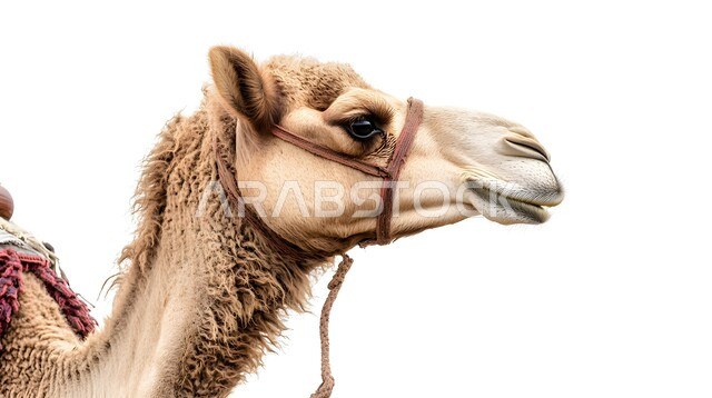 مفهوم الاهتمام بتربية الجمال في المملكة العربية السعودية, وسائل التنقل والسفر في القديم, رعاية المواشي والثدييات في الخليج العربي, ناقة عربية شقراء أصيلة, خلفية بيضاء