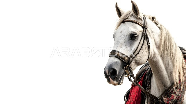 رمز الشجاعة والفروسية ومهارة ركوب الخيل العربي، الشغف بالخيول وحب الفرس السعودي, توارث حب ورعاية الجياد من الأجداد في المملكة العربية السعودية, ممارسة هواية ركوب الأحصنة, خلفية بيضاء