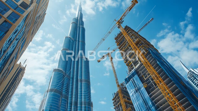 إقامة الأبراج وناطحات السحاب المعاصرة، التطور المعماري والحضاري في الامارات العربية، إنشاء الأساسات والهياكل للمشروعات السكنية والمصانع الحديثة، مفهوم تحسين البنية التحتية للبلاد، أعمال البناء والمقاولات والتطوير العقاري، تشييد المباني والمشاريع الضخمة