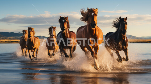 تربية ورعاية الخيول في المحميات الطبيعية، الاهتمام والعناية بالجياد في المناطق الصحراوية، خيل عربي أصيل في صحراء المملكة العربية السعودية، رمز الفروسية والشجاعة