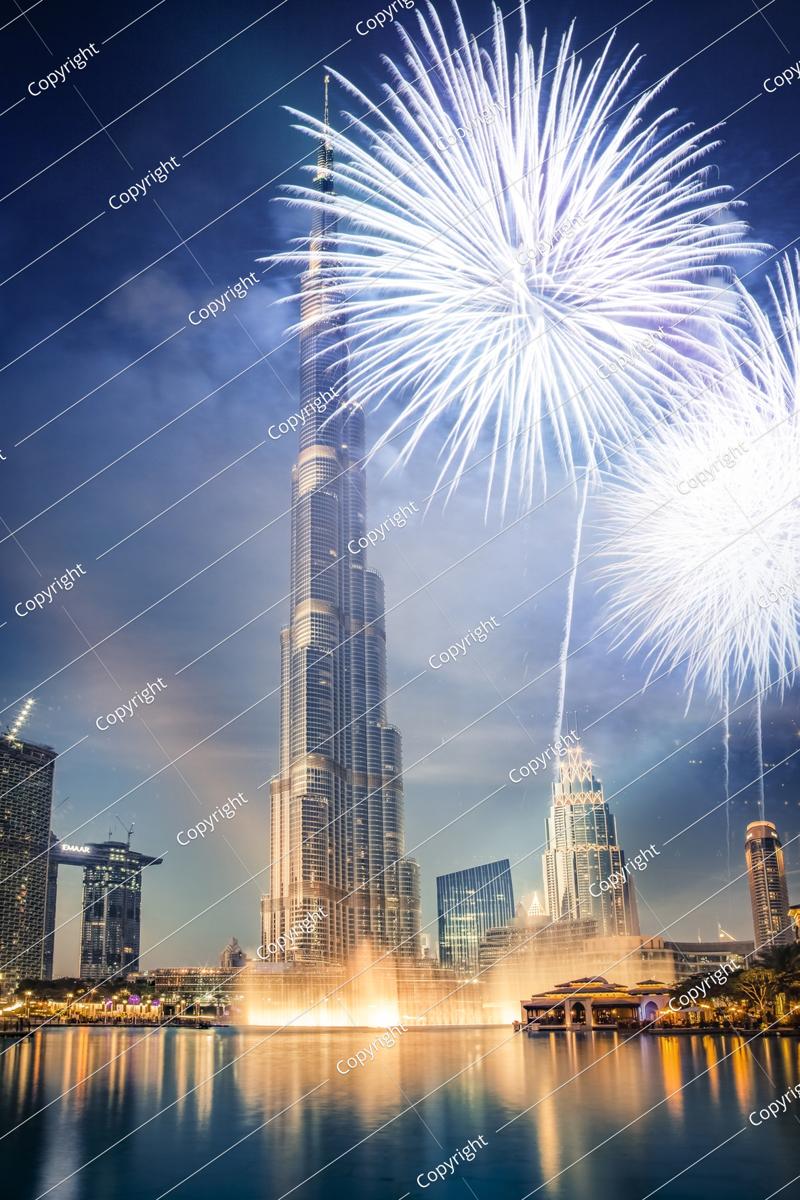 Fireworks Around Burj Khalifa Exotic New Year Destination Dubai UAE Fireworks Around Burj Khalifa Exotic New Year Destination Dubai UAE