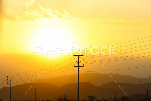 Silhouette at sunset, breathtaking landscape during the sunset, the beauty of nature during sunset