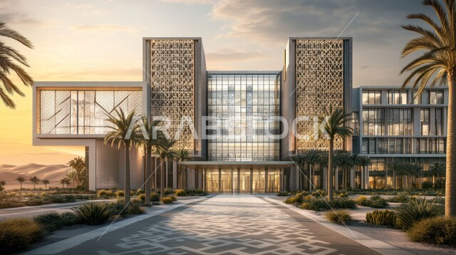 تصاميم خارجيه حديثه, الفن الهندسي المعماري على الطراز الحديث، الاهتمام في زراعة أشجار النخيل والنباتات الخضراء حول المستشفيات، النمو والتقدم العمراني للمراكز الطبية لتقديم الرعاية الصحية في المملكة العربية السعودية، الواجهات الزجاجية الضخمة