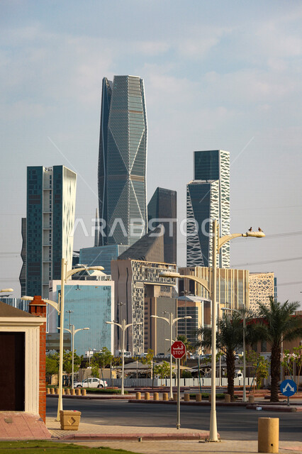 King Abdullah Financial District in Riyadh, Saudi Arabia, the beauty of nature in Riyadh, wonderful views, roads, buildings and skyscrapers, tourism in Saudi Arabia